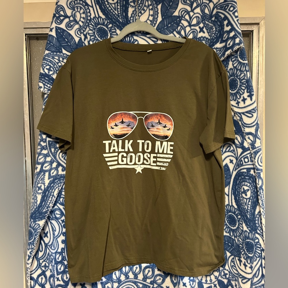 **2/$10** Top Gun Olive Green Graphic T-Shirt